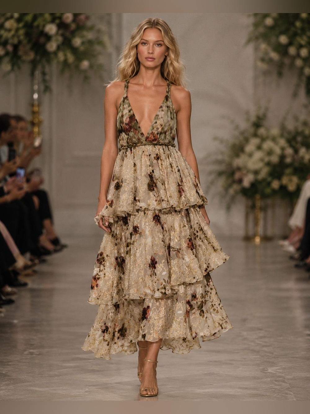 Brock Collection ONE OF A KIND Runway Floral Tiered Midi Dress NWT Retail $5,000